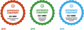 ISO 9001, ISO 14001, ISO 45001 Company Approved